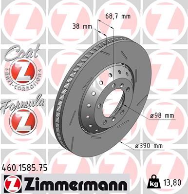 ZIMMERMANN 460.1585.75 Fren Sistemleri Fren Diski - PORSCHE PANAMERA (970) uyumlu