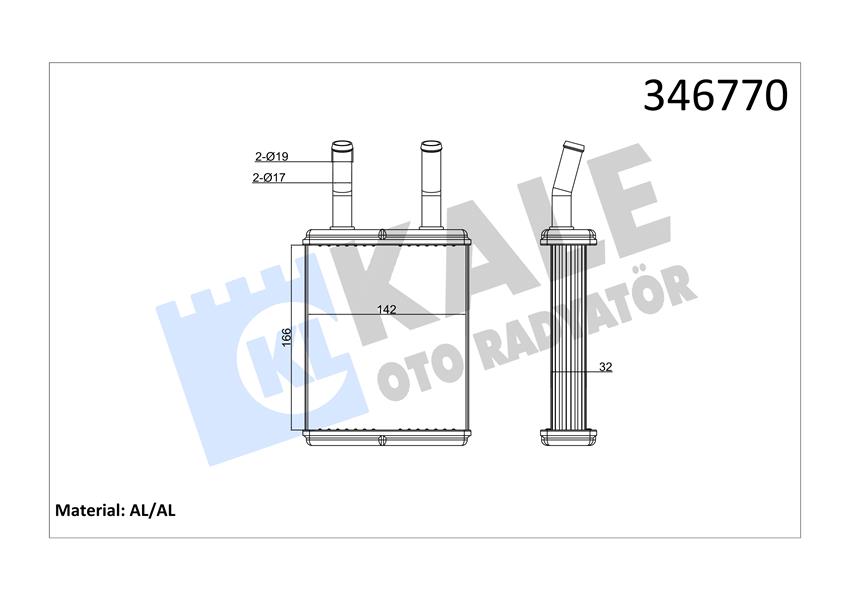 KALE OTO RADYATÖR 346770 İklimlendirme Sistemi İç Mekan Isı Değiştirici - HYUNDAI LANTRA I (J-1) uyumlu