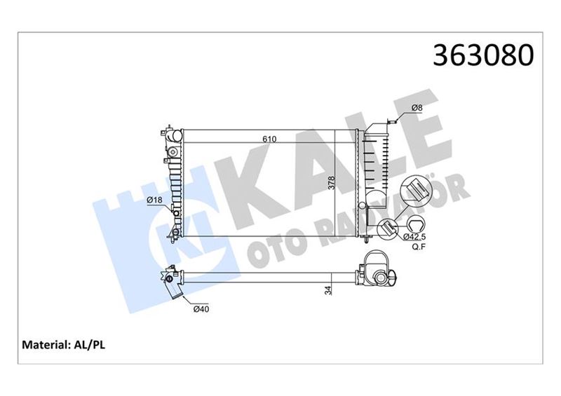 KALE OTO RADYATÖR 363080 Soğutma Sistemi Su Soğutucu & Parçaları - PEUGEOT 306 Hatchback (7A, 7C, N3, N5) uyumlu
