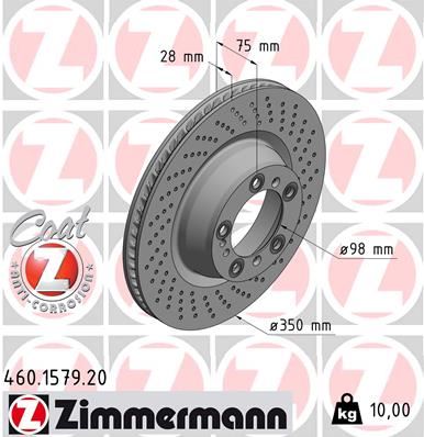 ZIMMERMANN 460.1579.20 Fren Sistemleri Fren Diski - PORSCHE 911 (997) uyumlu