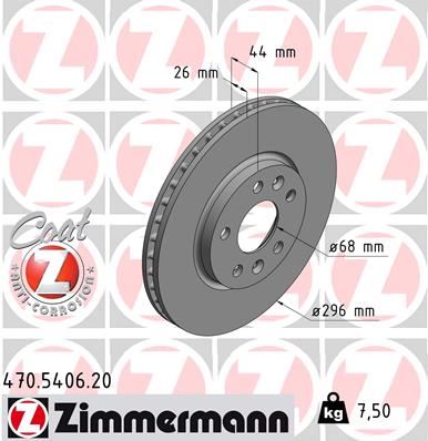 ZIMMERMANN 470.5406.20 Fren Sistemleri Fren Diski - RENAULT TALISMAN (LP_) uyumlu