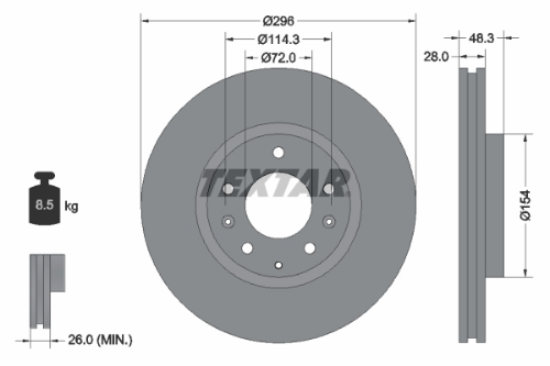 TEXTAR 92180803 Fren Sistemleri Fren Diski - MAZDA CX-7 (ER) uyumlu