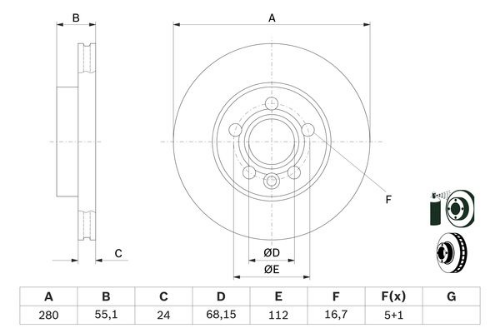BOSCH 0 986 478 846 Fren Sistemleri Fren Diski - VW TRANSPORTER T4 Minibüs/Otobüs (70B, 70C, 7DB, 7DK, 70J, 70K, uyumlu