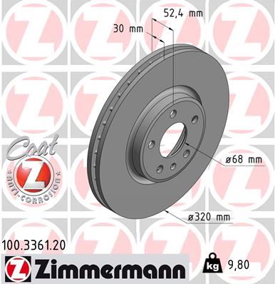 ZIMMERMANN 100.3361.20 Fren Sistemleri Fren Diski - AUDI Q5 (8RB) uyumlu