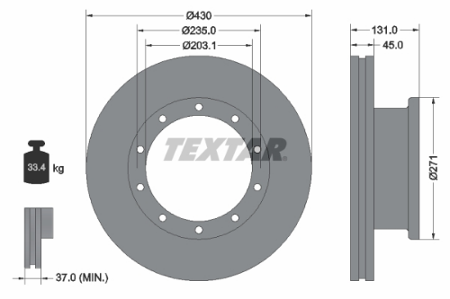 TEXTAR 93086800 Fren Sistemleri Fren Diski - SCANIA 4 - series bus uyumlu