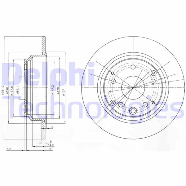 DELPHI BG4095 Fren Sistemleri Fren Diski - HONDA ACCORD VII Tourer (CM, CN) uyumlu