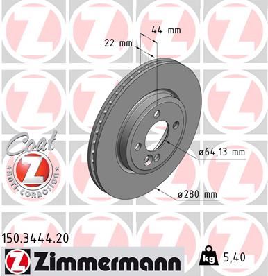ZIMMERMANN 150.3444.20 Fren Sistemleri Fren Diski - MINI MINI (R56) uyumlu