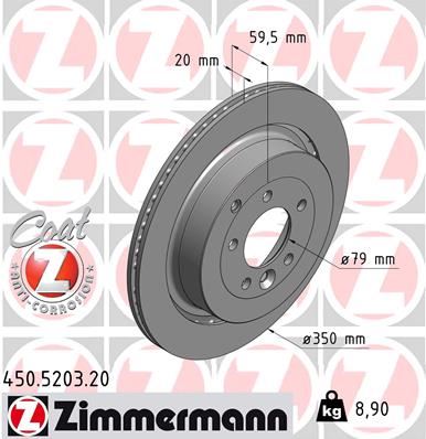 ZIMMERMANN 450.5203.20 Fren Sistemleri Fren Diski - LAND ROVER DISCOVERY IV (L319) uyumlu