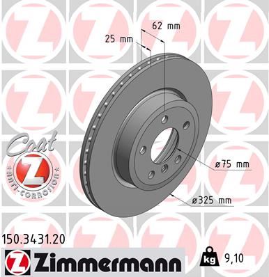 ZIMMERMANN 150.3431.20 Fren Sistemleri Fren Diski - BMW X3 (E83) uyumlu