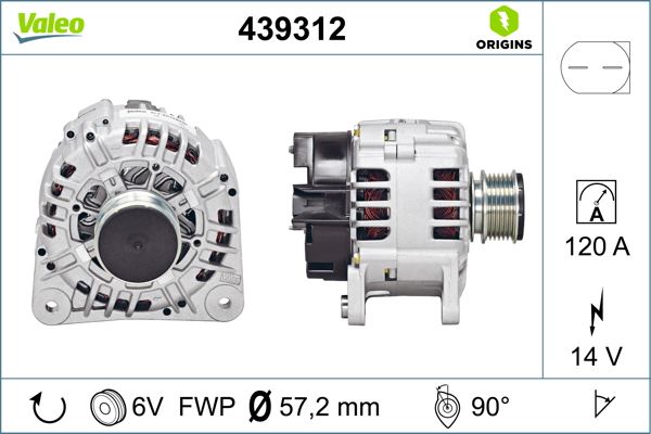 VALEO 439312 Elektrik Sistemi Alternatör - VW PASSAT B3/B4 (3A2, 35I) uyumlu