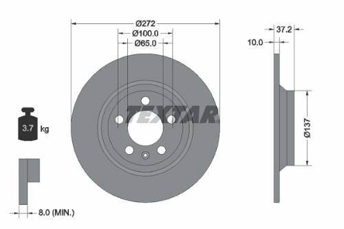 TEXTAR 92315303 Fren Sistemleri Fren Diski - VW POLO VI (AW1, BZ1, AE1) uyumlu