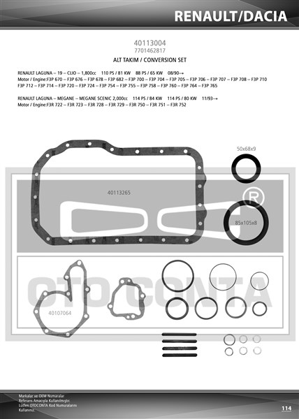 Motor Bloğu Conta Seti - OTOCONTA - 40113004 Ürün Görseli