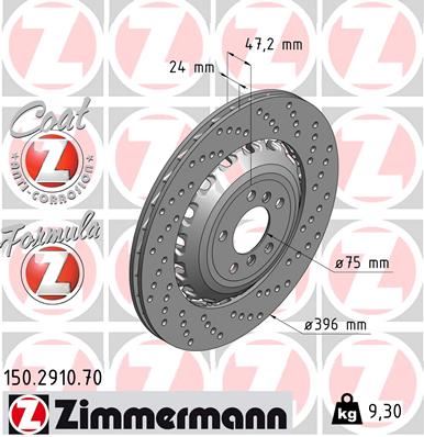 ZIMMERMANN 150.2910.70 Fren Sistemleri Fren Diski - BMW 6 Coupe (F13) uyumlu