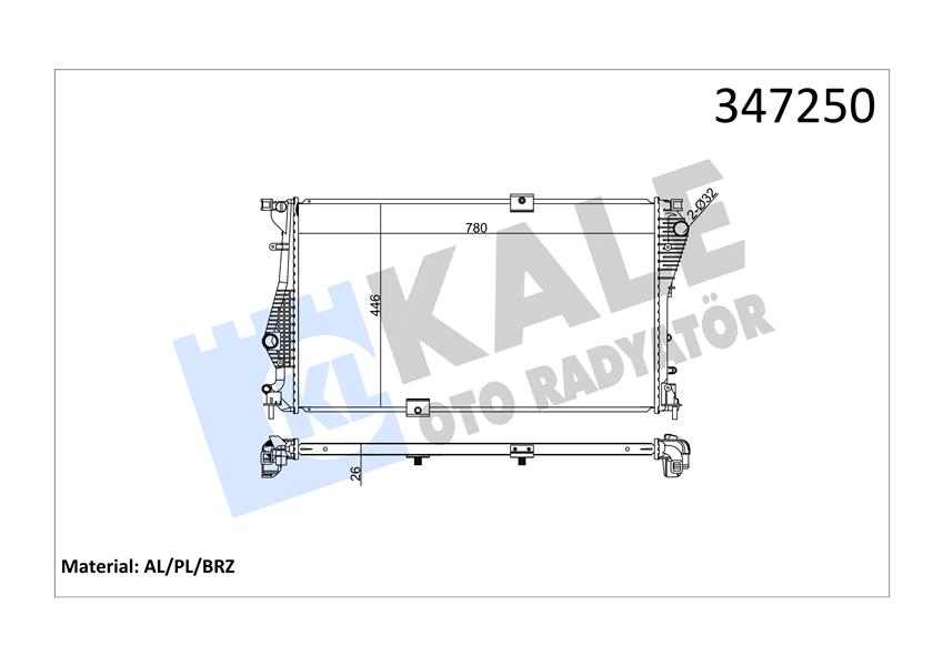 KALE OTO RADYATÖR 347250 Soğutma Sistemi Su Soğutucu & Parçaları - RENAULT TRAFIC II Minibüs/Otobüs (JL) uyumlu