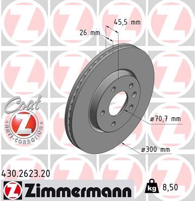 ZIMMERMANN 430.2623.20 Fren Sistemleri Fren Diski - OPEL ASTRA J Sports Tourer (P10) uyumlu