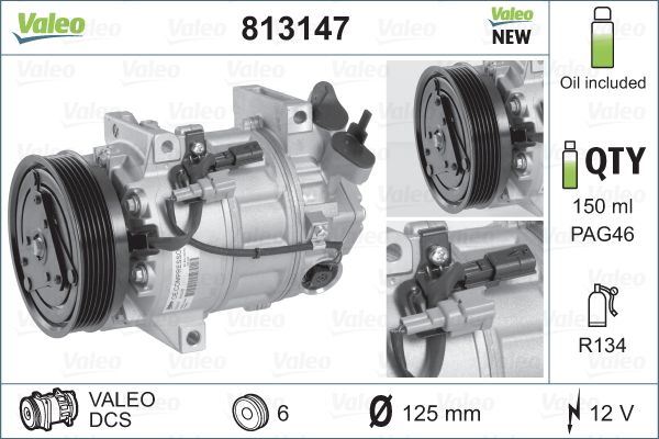 VALEO 813147 İklimlendirme Sistemi Kompresör Parçaları - RENAULT LAGUNA III (BT0/1) uyumlu