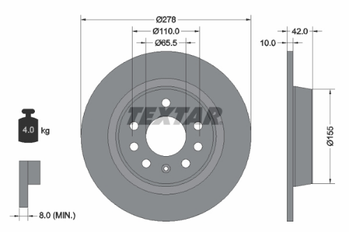 TEXTAR 92167603 Fren Sistemleri Fren Diski - OPEL ZAFIRA B Kasa/büyük limuzin (A05) uyumlu