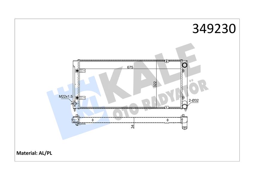 KALE OTO RADYATÖR 349230 Soğutma Sistemi Su Soğutucu & Parçaları - VW GOLF II (19E, 1G1) uyumlu