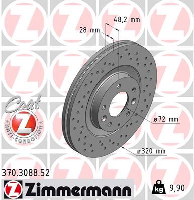 ZIMMERMANN 370.3088.52 Fren Sistemleri Fren Diski - MAZDA CX-7 (ER) uyumlu