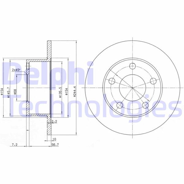 DELPHI BG2746 Fren Sistemleri Fren Diski - AUDI 100 C4 Sedan (4A2) uyumlu