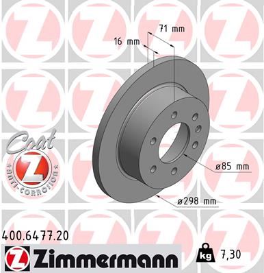 ZIMMERMANN 400.6477.20 Fren Sistemleri Fren Diski - MERCEDES-BENZ SPRINTER 3,5-t Minibüs/Otobüs (B906) uyumlu