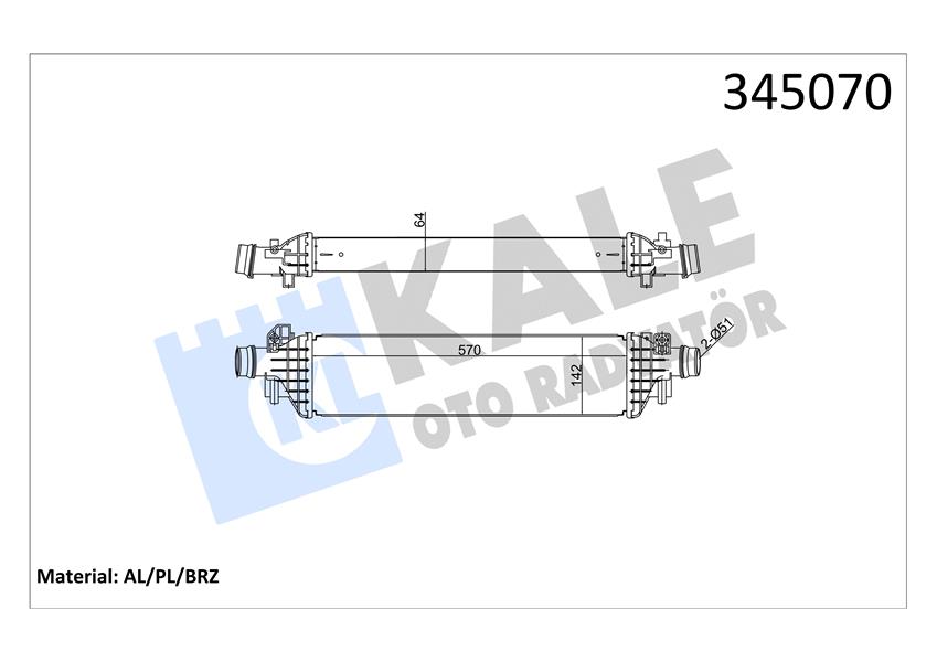 KALE OTO RADYATÖR 345070 Motor Turbo Radyatörü - OPEL MOKKA / MOKKA X (J13) uyumlu
