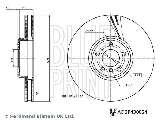 BLUE PRINT ADBP430024 Fren Sistemleri Fren Diski - BMW 7 (F01, F02, F03, F04) uyumlu