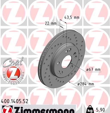ZIMMERMANN 400.1405.52 Fren Sistemleri Fren Diski - MERCEDES-BENZ 190 (W201) uyumlu