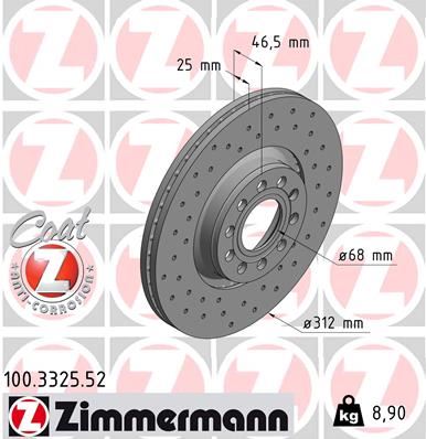 ZIMMERMANN 100.3325.52 Fren Sistemleri Fren Diski - VW PASSAT B5.5 (3B3) uyumlu