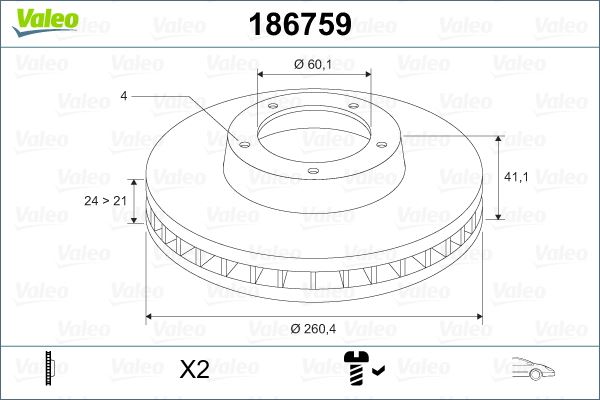 VALEO 186759 Fren Sistemleri Fren Diski - OPEL MERIVA A MPV (X03) uyumlu