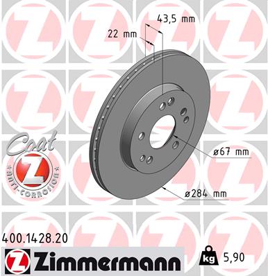 ZIMMERMANN 400.1428.20 Fren Sistemleri Fren Diski - MERCEDES-BENZ E-SERISI (W124) uyumlu