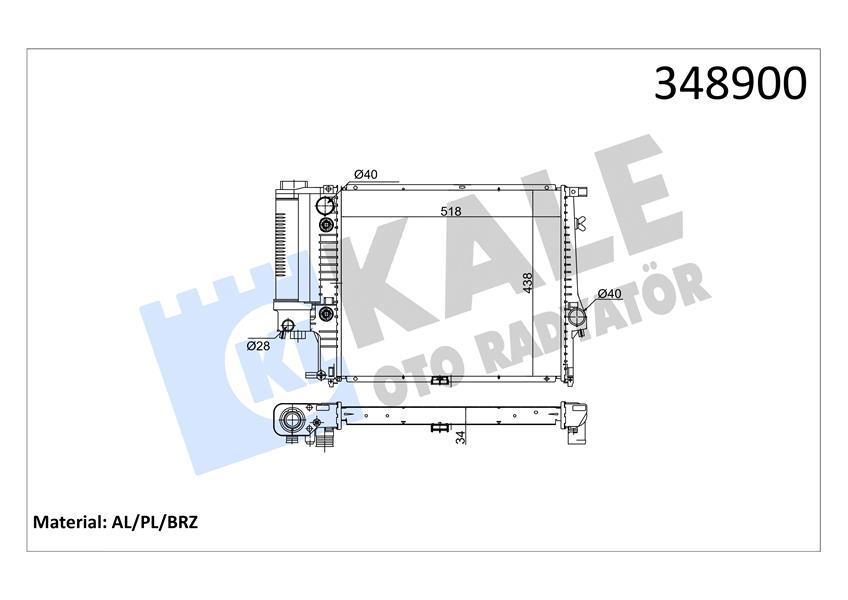 KALE OTO RADYATÖR 348900 Soğutma Sistemi Su Soğutucu & Parçaları - BMW 5 (E34) uyumlu