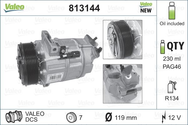 VALEO 813144 İklimlendirme Sistemi Kompresör Parçaları - RENAULT ESPACE IV (JK0/1_) uyumlu
