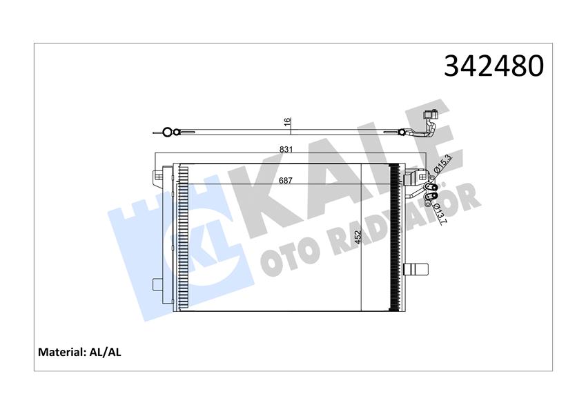 KALE OTO RADYATÖR 342480 İklimlendirme Sistemi Klima Radyatörü - VW TRANSPORTER T5 Minibüs/Otobüs (7HB, 7HJ, 7EB, 7EJ) uyumlu