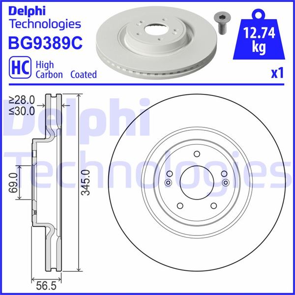 DELPHI BG9389C Fren Sistemleri Fren Diski - KIA STINGER (CK) uyumlu
