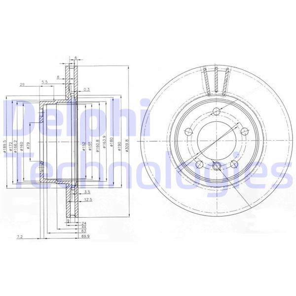 DELPHI BG3870 Fren Sistemleri Fren Diski - BMW 5 (E60) uyumlu