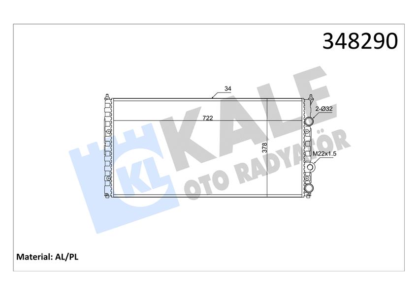 KALE OTO RADYATÖR 348290 Soğutma Sistemi Su Soğutucu & Parçaları - VW PASSAT B3/B4 (3A2, 35I) uyumlu
