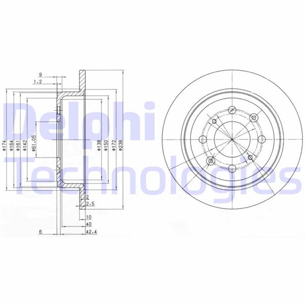 DELPHI BG2538 Fren Sistemleri Fren Diski - ROVER 200 II Hatchback (XW) uyumlu