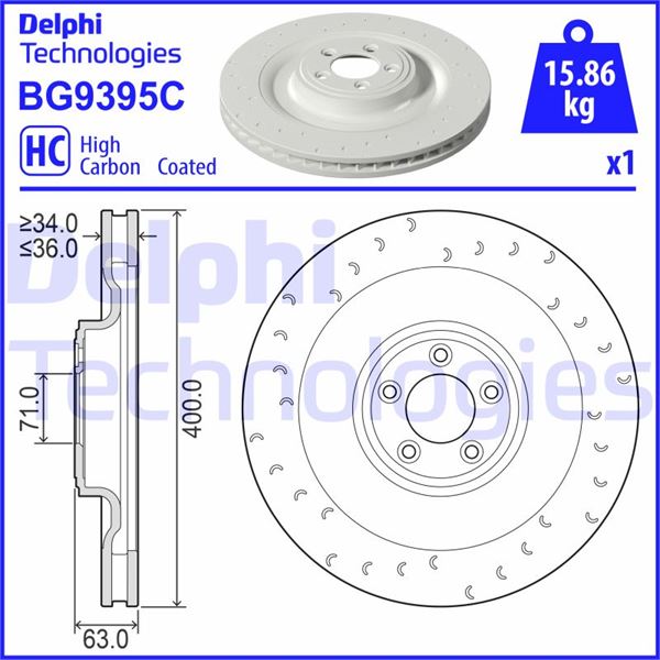 DELPHI BG9395C Fren Sistemleri Fren Diski - JAGUAR XK II Coupe (X150) uyumlu