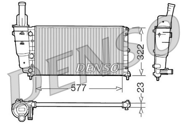 DENSO DRM09096 Soğutma Sistemi Su Soğutucu & Parçaları - FIAT PUNTO (176_) uyumlu