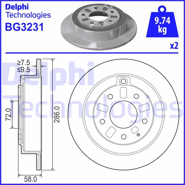 DELPHI BG3231 Fren Sistemleri Fren Diski - MAZDA XEDOS 9 (TA) uyumlu