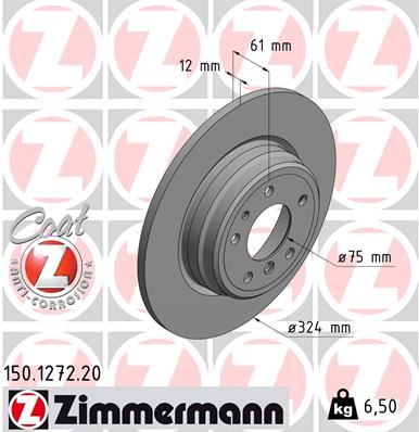 ZIMMERMANN 150.1272.20 Fren Sistemleri Fren Diski - BMW 8 (E31) uyumlu
