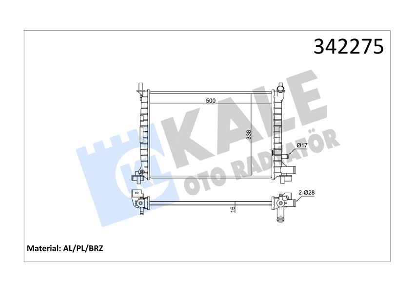 KALE OTO RADYATÖR 342275 Soğutma Sistemi Su Soğutucu & Parçaları - FORD FIESTA IV (JA_, JB_) uyumlu
