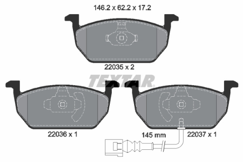 TEXTAR 2203501 Fren Sistemleri Fren Balatası - VW GOLF VII Variant (BA5, BV5) uyumlu