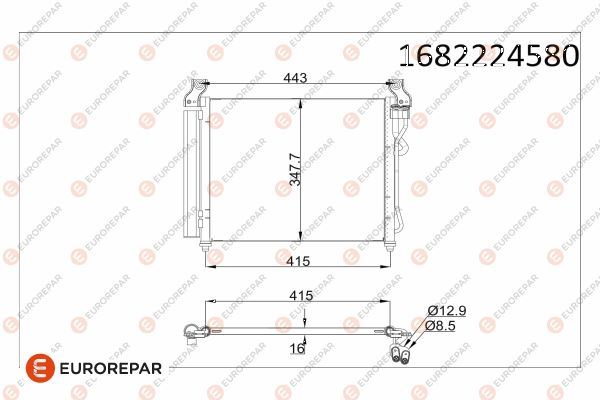 EUROREPAR 1682224580 İklimlendirme Sistemi Klima Radyatörü - KIA PICANTO I (SA) uyumlu