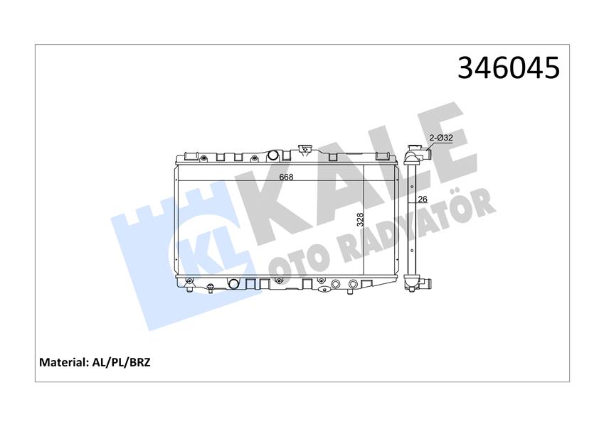 KALE OTO RADYATÖR 346045 Soğutma Sistemi Su Soğutucu & Parçaları - TOYOTA COROLLA Station Wagon (_E9_) uyumlu
