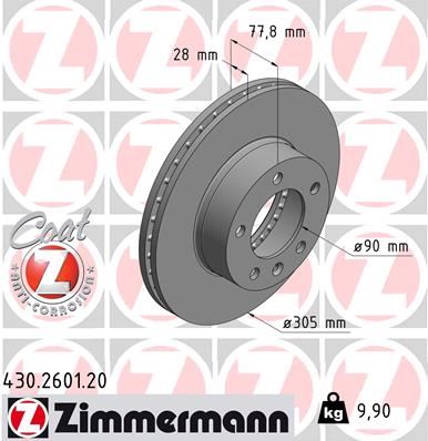 ZIMMERMANN 430.2601.20 Fren Sistemleri Fren Diski - RENAULT MASTER II Panelvan/Van (FD) uyumlu