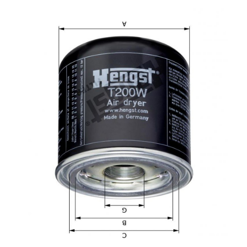HENGST FILTER T200W Fren Sistemleri Hava Kurutucu Kartuşu - DAF LF 55 uyumlu