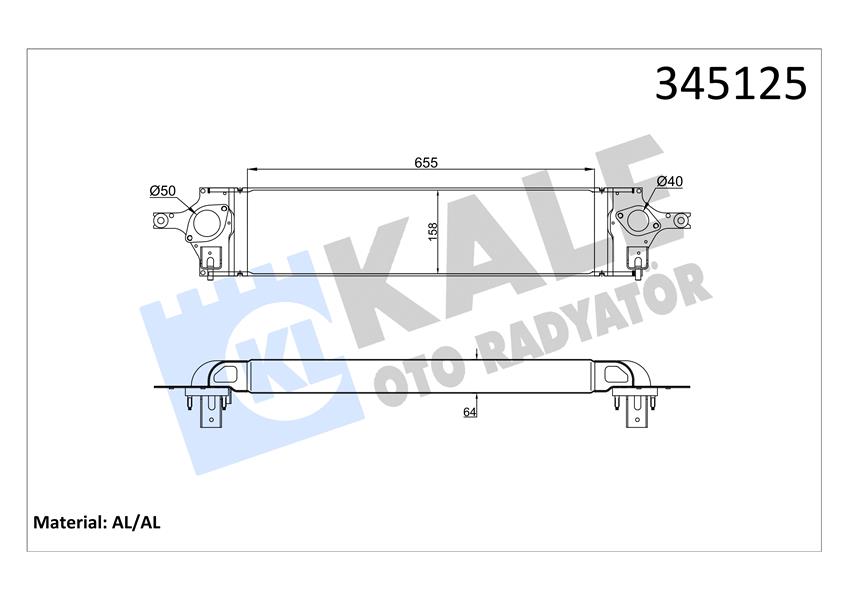 KALE OTO RADYATÖR 345125 Motor Turbo Radyatörü - NISSAN X-TRAIL II (T31) uyumlu