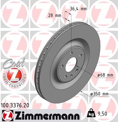 ZIMMERMANN 100.3376.20 Fren Sistemleri Fren Diski - AUDI Q7 (4MB, 4MG, 4MQ) uyumlu